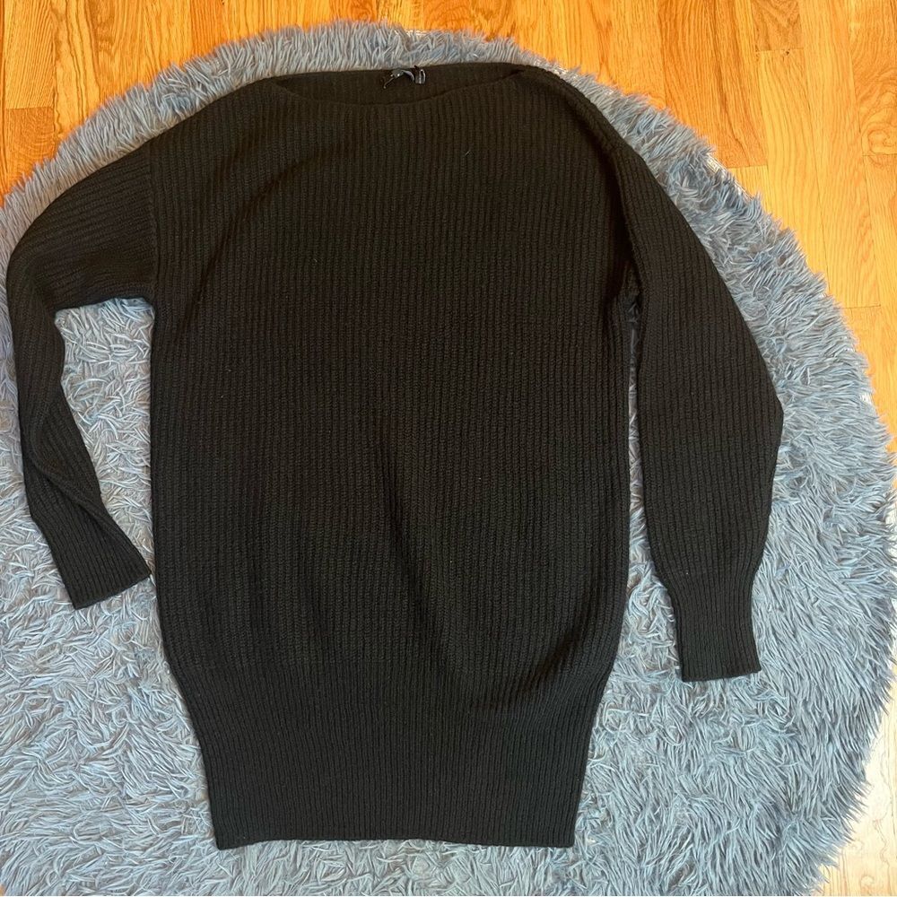 Theory Black Wool Ribbed Cocoon Dress Size S - Picture 2 of 6